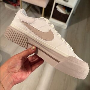 Nike White and Violet Platform Sneakers